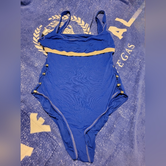 Size 16 Royal Blue Carmen Marcvalvo One Piece Bathing Suit - Picture 5 of 6